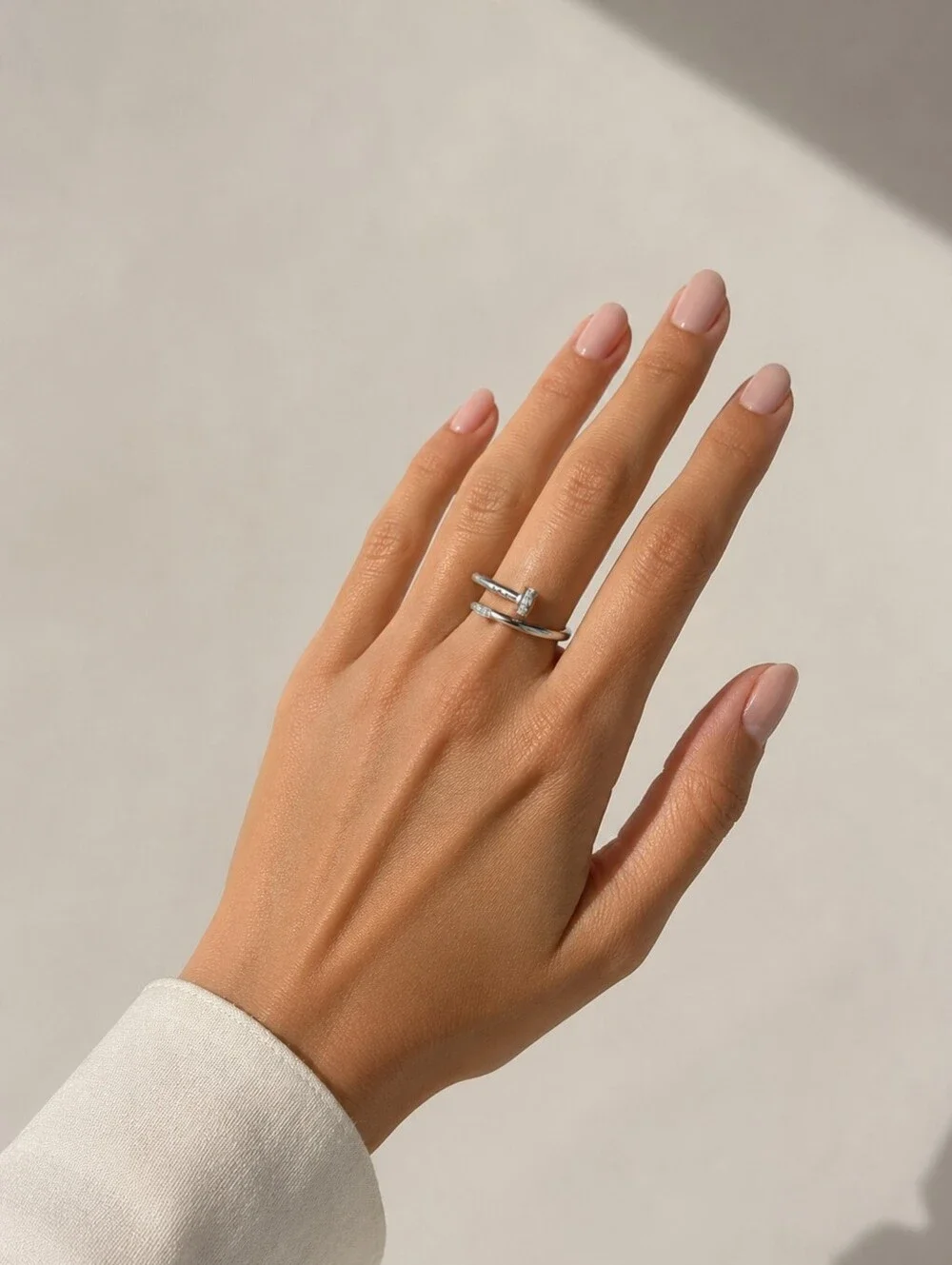 Stainless steel silver tone nail ring nwt